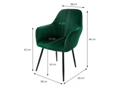 ML-Design 2er Set Esszimmerstühle mit Rücken- und Armlehnen Grün aus Samt