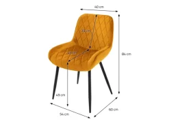 ML-Design 4Er Set Esszimmerstühle mit Rücken- und Armlehnen aus Samt Senfgelb