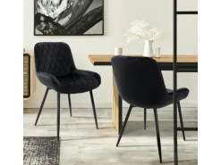 ML-Design 2Er Set Esszimmerstühle mit Rücken und Armlehnen Schwarz Samt