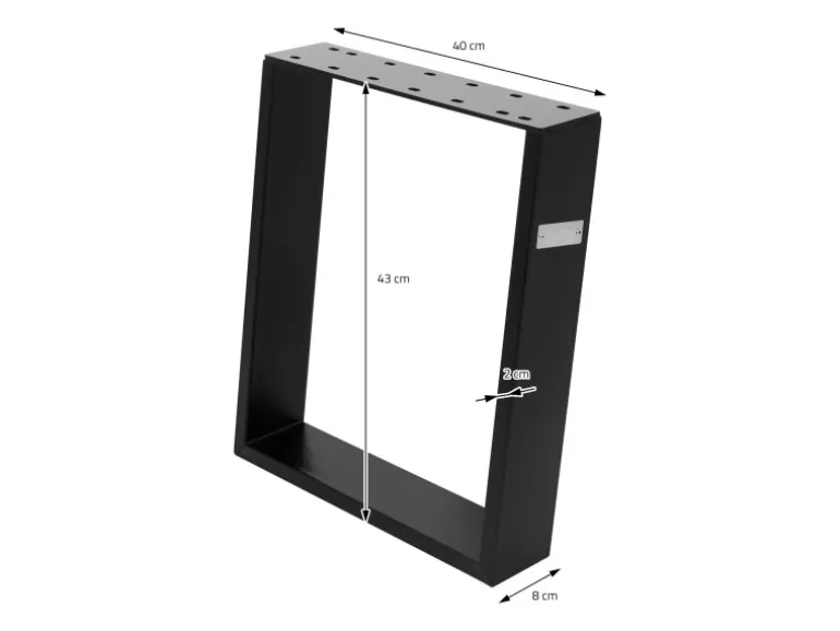 ML-Design 2Er Set Tischkufen 80GRAD Neigung 40 x 43 cm Schwarz Matt 8x2 cm