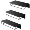 ML-Design 3Er Set Wandgarderobe mit Hakenleiste Kleiderstange 60x30x15cm Schwarz