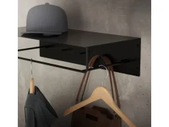 ML-Design 3Er Set Wandgarderobe mit Hakenleiste Kleiderstange 60x30x15cm Schwarz
