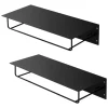 ML-Design 2Er Set Wandgarderobe mit Hakenleiste Kleiderstange 60x30x15cm Schwarz