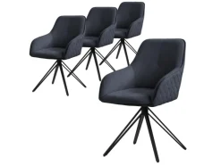 ML-Design Esszimmerstühle Drehbar 4Er Set Textil Webstoff Schwarz Drehstuhl