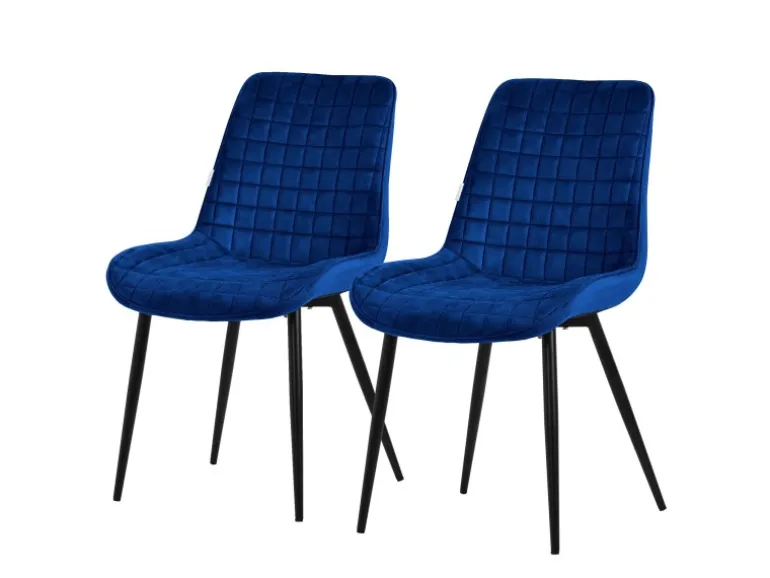ML-Design Esszimmerstühle 2Er Set Dunkelblau Sitzfläche aus Samt mit Rückenlehne