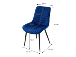 ML-Design Esszimmerstühle 2Er Set Dunkelblau Sitzfläche aus Samt mit Rückenlehne