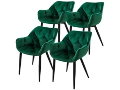 ML-Design Esszimmerstühle 4Er Set Dunkelgrün Küchenstuhl mit Dickem Samtstoff