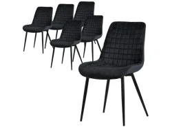 ML-Design Esszimmerstühle 6Er Set Schwarz Sitzfläche aus Samt mit Rückenlehne