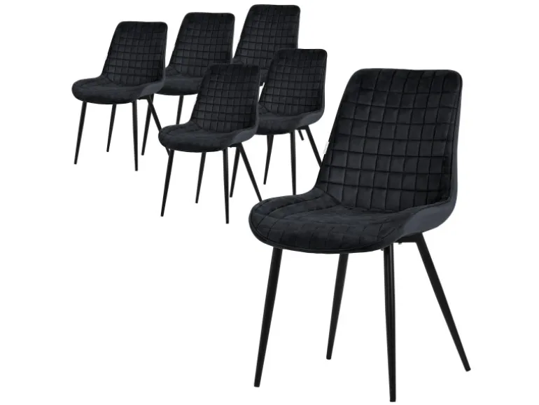 ML-Design Esszimmerstühle 6Er Set Schwarz Sitzfläche aus Samt mit Rückenlehne