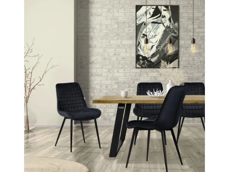 ML-Design Esszimmerstühle 6Er Set Schwarz Sitzfläche aus Samt mit Rückenlehne
