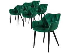 ML-Design Esszimmerstühle 6Er Set Dunkelgrün Küchenstuhl mit Dickem Samtstoff