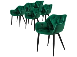 ML-Design Esszimmerstühle 6Er Set Dunkelgrün Küchenstuhl mit Dickem Samtstoff