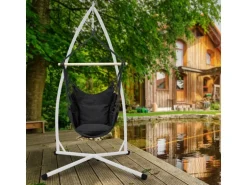 ML-Design Hängesesselgestell Weiß 208 cm Belastung bis 120 kg Stahlrohr
