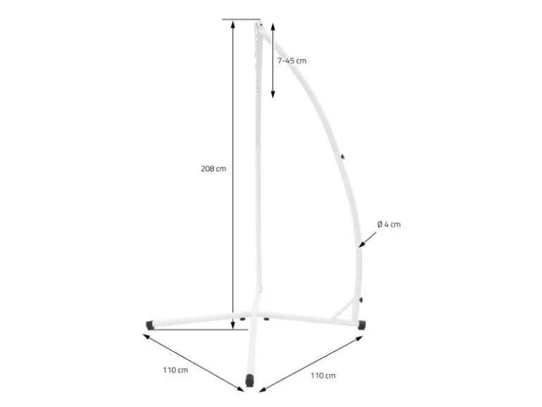ML-Design Hängesesselgestell Weiß 208 cm Belastung bis 120 kg Stahlrohr