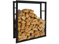 ML-Design Kaminholzregal 80x100x25 cm Rechteckig Schwarz Metall Innen/Außen