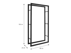 ML-Design Kaminholzregal 80x150x25 cm Rechteckig Schwarz Metall Innen/Außen
