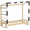Ml-Design Kinderbett Fußballtor 70x140 cm Schwarz-Weiß Kiefernholz