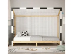 Ml-Design Kinderbett Fußballtor 90x200 cm Schwarz-Weiß Kiefernholz