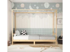 ML-Design Kinderbett Fußballtor 90x200 cm Natur Kiefernholz Massiv