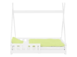 ML-Design Kinderbett Tipi 70x140 cm Weiß mit Rausfallschutz Lattenrost