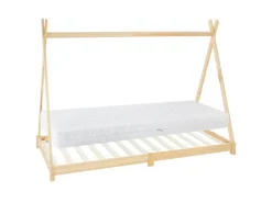 ML-Design Kinderbett Tipi 90x200cm Natur mit Matratze H16cm Lattenrost