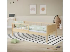 ML-Design Kinderbett 80x160 cm Natur Kinder Einzelbett mit Lattenrost
