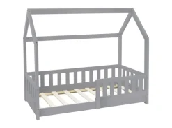 ML-Design Kinderbett 70x140 cm mit Rausfallschutz Lattenrost Hellgrau