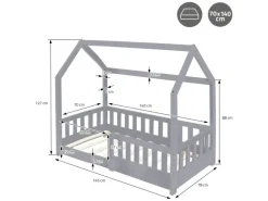 ML-Design Kinderbett 70x140 cm mit Rausfallschutz Lattenrost Hellgrau