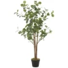 ML-Design Künstliche Eukalyptus 120cm Groß Kunstpflanze Naturholzstamm