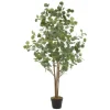 ML-Design Künstliche Eukalyptus 150cm Groß Kunstpflanze Naturholzstamm