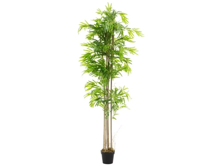 ML-Design Künstlicher Bambus 210cm Groß Kunstpflanze mit Echtholzstamm