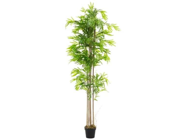 ML-Design Künstlicher Bambus 210cm Groß Kunstpflanze mit Echtholzstamm
