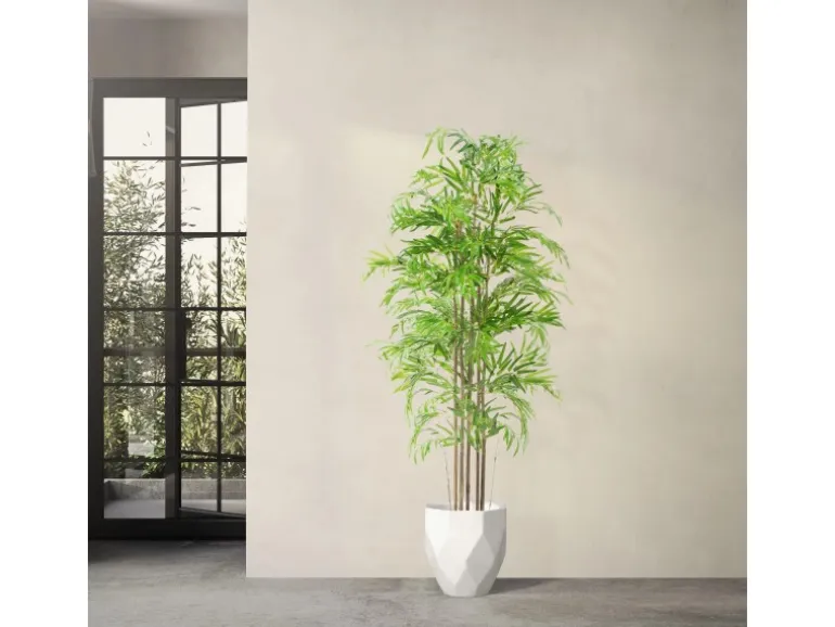 ML-Design Künstlicher Bambus 180cm Groß Kunstpflanze mit Echtholzstamm