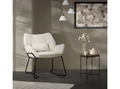 ML-Design Loungesessel Beige mit Leinenbezug mit Armlehne und Rückenlehne