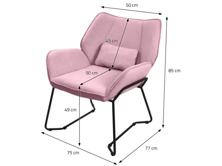 ML-Design Loungesessel Rosa mit Leinenbezug mit Armlehne und Rückenlehne