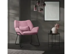 ML-Design Loungesessel Rosa mit Leinenbezug mit Armlehne und Rückenlehne