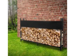 ML-Design Metall Kaminholzregal mit Abdeckung 200x25x115 cm Anthrazit Stahl