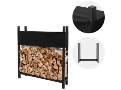 ML-Design Metall Kaminholzregal mit Abdeckung 113x25x115 cm Anthrazit Stahl