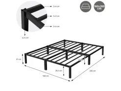 ML-Design Metallbett 160x200 cm Stahlrahmen mit Lattenrost Schwarz Bettgestell