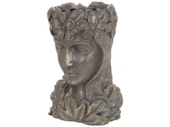 ML-Design Pflanztopf Frauenkopf Figur 21x16x32 cm Bronze Kunstharz Innen Außen