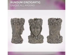 ML-Design Pflanztopf Frauenkopf Figur 21x16x32 cm Bronze Kunstharz Innen Außen