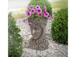 ML-Design Pflanztopf Frauenkopf Figur 21x16x32 cm Bronze Kunstharz Innen Außen