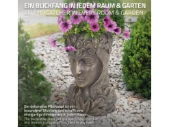 ML-Design Pflanztopf Frauenkopf Figur 21x16x32 cm Bronze Kunstharz Innen Außen