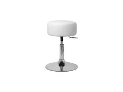 ML-Design Schminkhocker Weiß Runder Sitzhocker 33cm Höhenverstellbarer aus Stahl