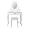 ML-Design Schminktisch Weiß mit Spiegel Hocker 3 Schubladen 75x140x40 cm aus MDF
