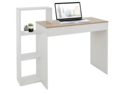 ML-Design Schreibtisch mit Regal Weiß Tischplatte in Sonoma-Eiche 110x72x40 cm