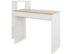 ML-Design Schreibtisch mit Regal Weiß Tischplatte in Sonoma-Eiche 110x72x40 cm