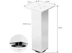 ML-Design Tischbeine 4Er Set I-Design H30 cm Weiß Stahl 8x8 cm