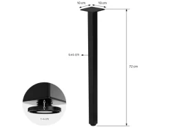 ML-Design Tischbeine 4Er Set I-Design H72 cm Schwarz Stahl 4x4 cm