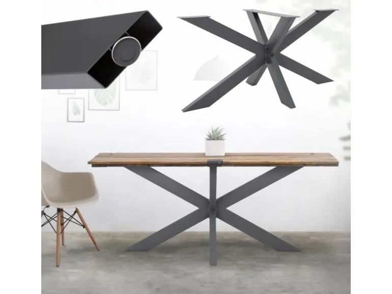 ML-Design Tischgestell Spider 78x71x120 cm Anthrazit Kreuzgestell Kreuz X-Design